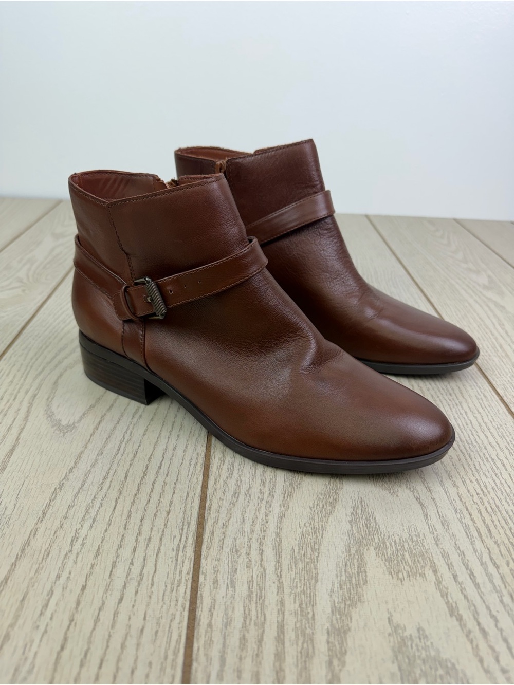 Naturalizer Women's Ronan Buckle Ankle Boot 11W Cinnamon Leather (Brown) $160